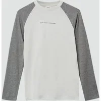 s.Oliver Langarmshirt T-Shirt Longsleeve im Colour-Blocking-Stil mit Stickerei-Detail