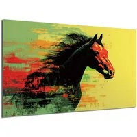 DARO Design Leinwandbild Modern Abstrakt Wandbilder XXL Wandbild Wand Deko Leinwand Bilder, (Pferd Warhol Glitch - Bild groß Wohnzimmer Schlafzimmer Küche Esszimmer Einteilig Querformat Fotodruck Leinwände Wanddeko Abstrakte Kunst Boho), 30x20cm