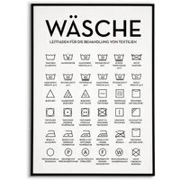 Tigerlino Poster Wäsche Pflegesymbole Waschraum Wandbild Hauswirtschaftsraum Wanddeko