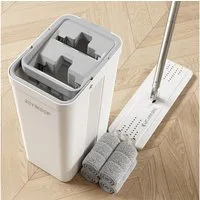 LuxusKollektion Reinigungs-Set Wischmopp Auswringer Eimer Eimer #2124 + Erweiterter Griff + 4 Pads