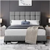 Yaheetech Polsterbett Bettgestell, Doppelbett mit Höhenverstellbarem Kopfteil, 160 x 200 cm