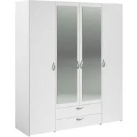 Parisot Drehtürenschrank Parisot Daily 3 4 Türen, 2x Spiegel, 2 Schübe, in Weiss - 160x185x51cm (BxHxT)