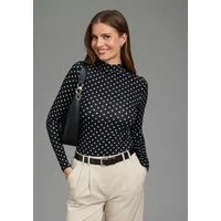 Laura Scott Langarmshirt mit Punkten und Stehkragen in figurbetonte Passform, hüftlang