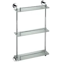 BRILLANTBAD® Duschregal BOMEGA Glasablage Messing Chrom poliert Milchglas Bad Küche >> Bohren