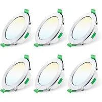 ALUSSO LED Einbaustrahler 6er-Set, 7W Decken Leuchte, 68mm Flach Strahler Dimmbar Spot, Helligkeit von 10 % bis 100 %, Rund, Chrom