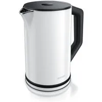 Arendo Wasserkocher aus Edelstahl, Temperatureinstellung 40°–100°C mit Anzeige, Doppelwand, 1,5 l, 2200 W, Teekocher mit Temperaturanzeige, in 5 °C-Schritten einstellbar