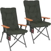 HOMECALL Campingstuhl Faltbar Hochlehner Luxus Klappstuhl mit 4,5cm Dicke Gepolstert (150kg Belastbar mit 4 Positionen Verstellbar Angelstuhl, 2 St), für Garten Balkon Wohnmobil