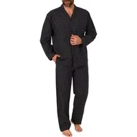 Normann Pyjama Gewebter Herren Pyjama, durchknöpfbarer Schlafanzug mit Streifen