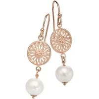 Firetti Paar Ohrhänger Schmuck Geschenk Ohrschmuck Ohrhaken Sonne Blume Perle, mit Süßwasserzuchtperle