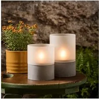 Lights4fun LED-Kerze TruGlow® Solar Kerzen Windlichter Duo aus Glas