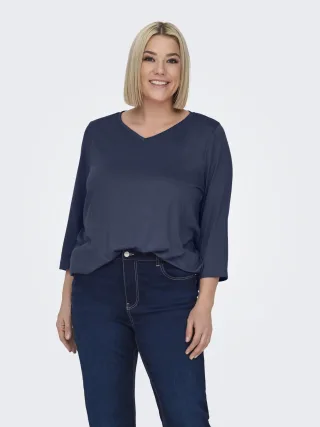 ONLY CARMAKOMA 3/4-Arm-Shirt "CARCARLINNE V-NECK 3/4 TOP JRS BF"