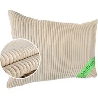 ANRO Dekokissen Kissenhülle MIT oder OHNE Füllung Kissenbezug Zierkissen, Kissenhülle in 30x50cm ohne Füllung Creme