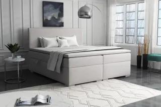Boxspringbett Schlafzimmerbett SOREL 160x200cm Stoff Soro Hellgrau