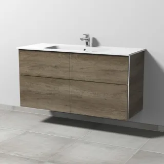 Sanipa 3way Waschtischunterbau zu Duravit ME by Starck Waschtisch mit 4 Auszügen, Eiche-Nebraska BR72737