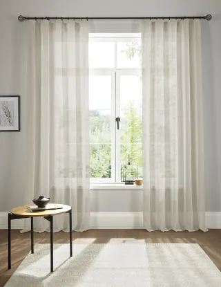 OTTO home Gardine "Fiete" Kräuselband 1 Stk. tlg. Leinen Optik, Sichtschutz, halbtransparent, einfarbig, Leinenoptik