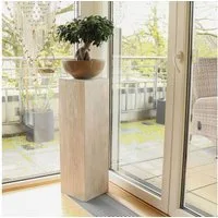 Oriental Galerie Blumenhocker Massive Holz Säule Viereckig Podest Whitewash mittel 75 cm (1 St)