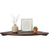 relaxdays Eckregal Wand Walnussholz, dunkelbraun, 30 cm