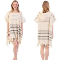 herémood Badeponcho heré Mood Poncho Handtuch aus Baumwolle – Badeponcho Damen & Herren, Kapuze, Klettverschluss, Strandponcho, Camping, Sauna, Reisen, Strand, Umkleidehilfe