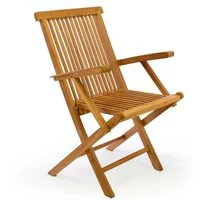 VCM Gartenstuhl Nosala 89x57x62cm (1 St), mit Armlehne, Teak Holz, klappbar, massiv, behandelt, Hochlehner