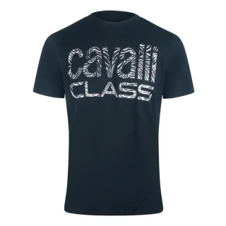 Cavalli Class - Marineblaues T-shirt Mit Auffälligem Zebra-print