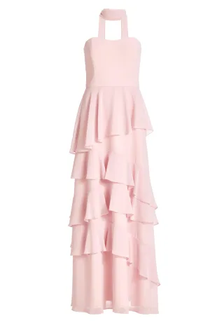 SWING - Abendkleid aus Chiffon mit Volants soft pink - Gr. - 38