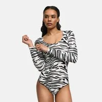 cfab (creamy fabrics) Shaping-Body Bodysuit Sculpting Shapewear Longsleeve mit String-Zebra-L (1-tlg)
