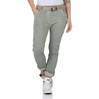 CLEO STYLE Jogger Pants Damen Hose Gürtel 21306 34-38 Khaki