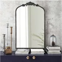 G-LEAF Spiegel Wandspiegel/Ganzkörperspiegel im Barockstil, mit Perlenverzierung (1-St), mit verschlungenen Mustern, 107×60cm, Vintage-Schwarz