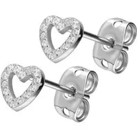 PIERCINGLINE Paar Ohrstecker Titan Ohrstecker KRISTALLHERZ (Ohrstecker, 1-tlg)