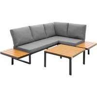 ML-DESIGN Gartenlounge-Set Gartenmöbel Set 3 tlg, Terrassenmöbel mit Couchtisch, Ecksofa & Kissen, wetterfest Sitzgruppe frei kombinierbar für Garten, Terrasse & Balkon
