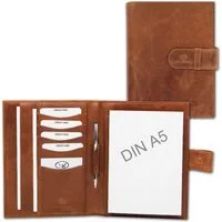 ALMADIH Konferenzmappe Ledermappe A5 Schreibmappe Leder Organizer Terminplaner braun, schwarz