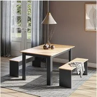 Vicco Essgruppe Sentio, Anthrazit/Goldkraft Eiche, 137.6 x 92.8 cm mit 2 Bänken, (Set, 3-tlg., 3-er Set), pflegeleicht