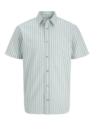 JACK&JONES - JJCHAD OXFORD STRIPE SHIRT SS Granite Green - Gr. - XL