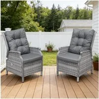 HOMECALL Esszimmerstuhl Rattan Gartensessel verstellbar, Rattansessel, Essstuhl Lounge Sessel (verstellbarer Rückenlehne, wetterfest, dick gepolsterte Kissen, 2 St), für Garten, Balkon & Terrasse, COMLAX FIELD