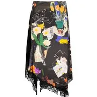 Desigual Jerseyrock Eleganter schwarzer Maxirock mit Streifen und seitlichem Schlitz für