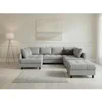 OTTO home Wohnlandschaft Antonia U-Form, B: 298 cm, inkl. Hocker, Federkernpolsterung, extra große Liegefläche, 282x178cm, inkl. 3 Zierkissen