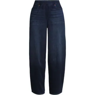 Knit Denim STARFISH Barrel-Jeans, Damen,  Blau, Baumwoll-Mischung/Polyester-Mischung, by Lands' End