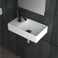 Alpenberger Waschbecken Kleines Bad Spülbecken - Gäste WC Waschbecken aus Keramik (1-tlg., Wash Basin Modern & Platzsparend), Miniwaschbecken - Eckige Waschschale in Weiß