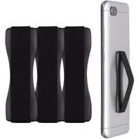CLM-Tech Handy-Halterung Fingerhalterung Handy 3er Set - Einhandbedienung mit Band, (bis 8,00 Zoll, Smartphone Tablet Handyhalterung selbstklebend schwarz, Handygriff Rückseite - Fingerhalter Handyhalter - Smartphone Halter, für eine bessere Reichwei