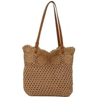 Zaewry Strandtasche Damen, Große Handtasche Damen, Leichte Schultertasche Boho, Shopper Tasche, Sommer Tasche Geflochten, Einkaufstasche Beach Bag