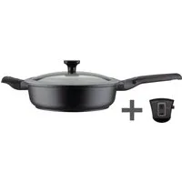 GSW Bratpfanne Easy Click, Aluminiumguss (2-tlg), incl. Glasdeckel, abnehmbarer Griff, Ø 28 cm, hoher Rand, Induktion