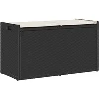 vidaXL Gartenbank Outdoor-Sitzbank mit Stauraum und Kissen Schwarz 100 cm (1-St)