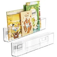 AFKSMILE Bücherregal 2/3 Stück Acryl-Bücherregal Kinder, Wandregal klare Schwimmende Regale, 2-tlg., Selbstklebend Display-Ständer für Bücher, Zeitschriften, Schallplatten
