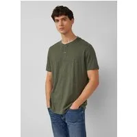 s.Oliver Kurzarmshirt T-Shirt Weiches Henley-Shirt aus Melange-Jersey