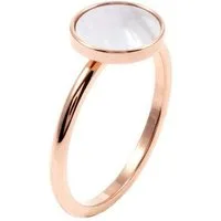 Hey Happiness Fingerring Kreis Muschel 18K Gold Roségold, Edelstahl Damen Ring Geo Plättchen, Geschenk Idee