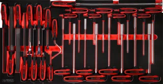 KS Tools T-Griff-Winkelstiftschlüssel- - und Feilen-Satz in Schaumstoffeinlage, 28-tlg - 813.0028