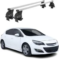 OMAC Dachträger Menabo Stahl Gepäckträger für Opel Astra J 2009-2015 Stahl Silber 2x (2-St), Wasserbeständig,Abnehmbar,Multifunktional,Leichtgewichtig