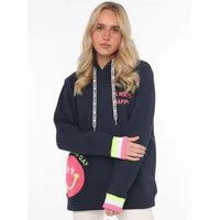 Zwillingsherz Hoodie "Always Happy" Smiley aus Frottee, Neon-Details, Kapuze, Langarm