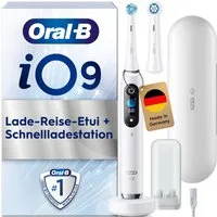Oral-B Elektrische Zahnbürste Oral-B iO Series 9, Aufsteckbürsten: 2 St., 2 Aufsteckbürsten, 7 Putzmodi für Zahnpflege, 3D-Analyse, Farbdisplay & Lade-Reiseetui