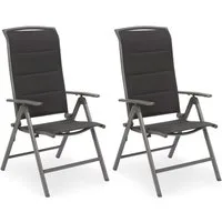 BRUBAKER Gartenstuhl Milano - Gepolsterter Klappstuhl aus Aluminium - Balkonstuhl (Outdoor Campingstuhl für Garten und Balkon - Wetterfest, 2 St), Hochlehner Campingstuhl mit 8-fach verstellbarer Rückenlehne